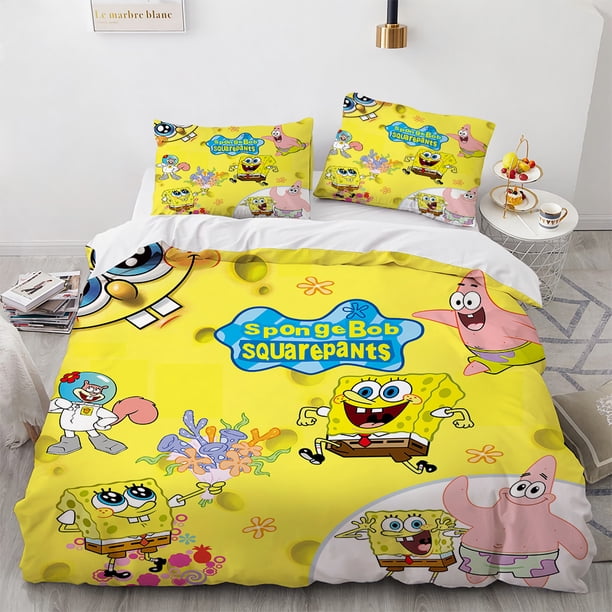 SpongeBob Bed Covers Bedding Set, Cover Modern Printed 3-Piece Set 1 Bed Cover ,Queen Comforter Sets Bed Sheets