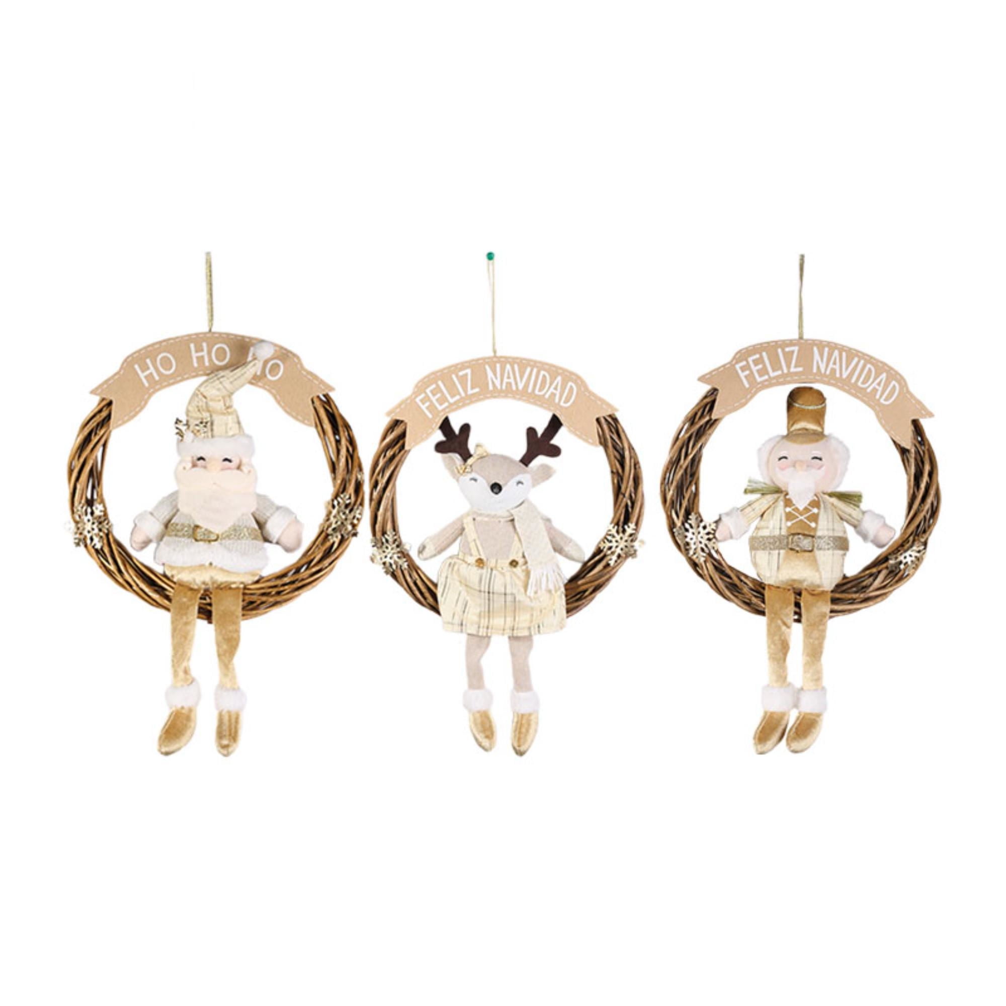 Colgante Corona Navideña Blanca, Producto Surtido, 1 Un Holiday Time