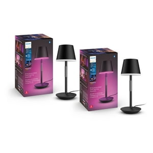 Lámpara De Mesa Portátil Inteligente Philips Hue Go Black, Paquete De 2