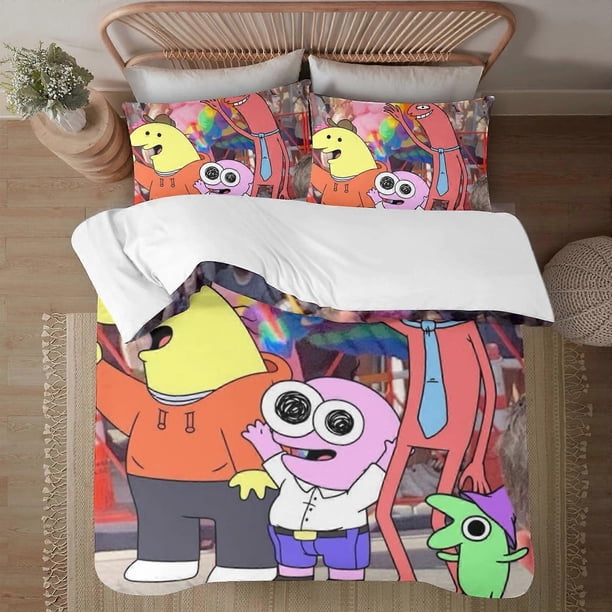 Smiling Friends Soft3D Printed Duvet Cover Bedding Set with Comforter Cover3 Piece Set Includes Pillowcases and Cover Mhine