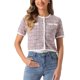 thumbnail image 1 of INSPIRE CHIC Chaqueta de punto de tweed para mujer de regreso a clases, manga corta, cuello redondo, cárdigan corto, rosa M, 1 of 6