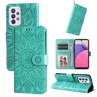 Funda Tipo Cartera Foxdock Para Samsung Galaxy A33 5G , Diseño Girasol En Relieve, Cuero Pu, Cierre Magnético, Soporte Y Tarjetero