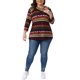 thumbnail image 2 of Agnes Orinda Conjuntos de Halloween para Mujeres Tallas Grandes Tops de Escuela Colegio Manga 3/4 Blusa Casual Elegante de Punto a Rayas Cuello Asimétrico Camiseta de Moda 2X Marrón Burdeos, 2 of 6
