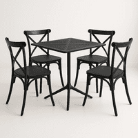 Klik Muebles - Mesa Restaurant 80X80 Polipropileno + 4 Sillas Crossback Danubio - Negra