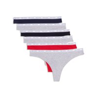 Tanga Para Mujer, 6 Unidades, Algodón, Logotipo Tommy Hilfiger, Color Gris