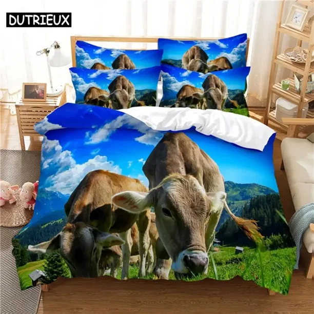 Blue Sky Cow Bedding Set Duvet Cover Set Bedding Digital Printing Bed Linen Size Bedding Set Fashion Design Bed Sheets