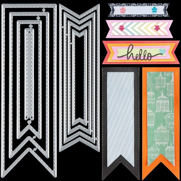 WILLBOND 2 Pcs Banner Metal Cutting Dies for Card Making, Classic Style