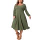thumbnail image 2 of Agnes Orinda Trajes de Halloween para Mujeres Tallas Grandes Vestido de Manga Larga Cuello Cuadrado Bolsillos Casual Flowy A Line Midi Vestidos de Punto 2X Verde Militar, 2 of 6