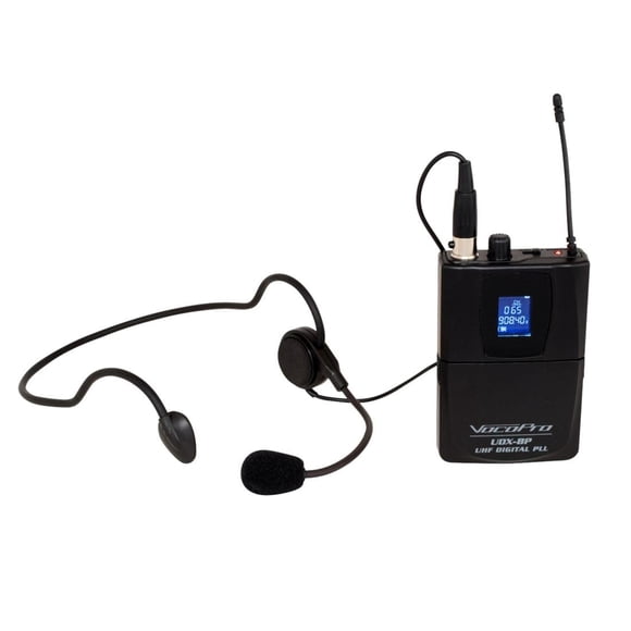 Transmisor portátil inalámbrico VocoPro UDXBP con micrófono para auriculares