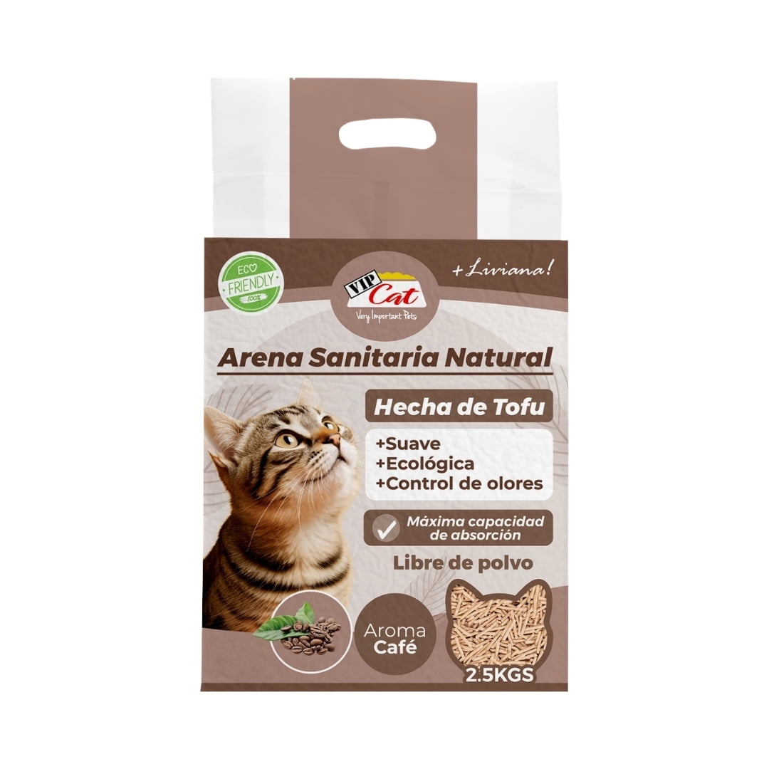 Arena Sanitaria Aglutinante Vip Cat Tofu 2,5 Kg. - Café