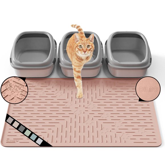Alfombra para arena de gato OHMO 95 × 64 cm de silicona color coral
