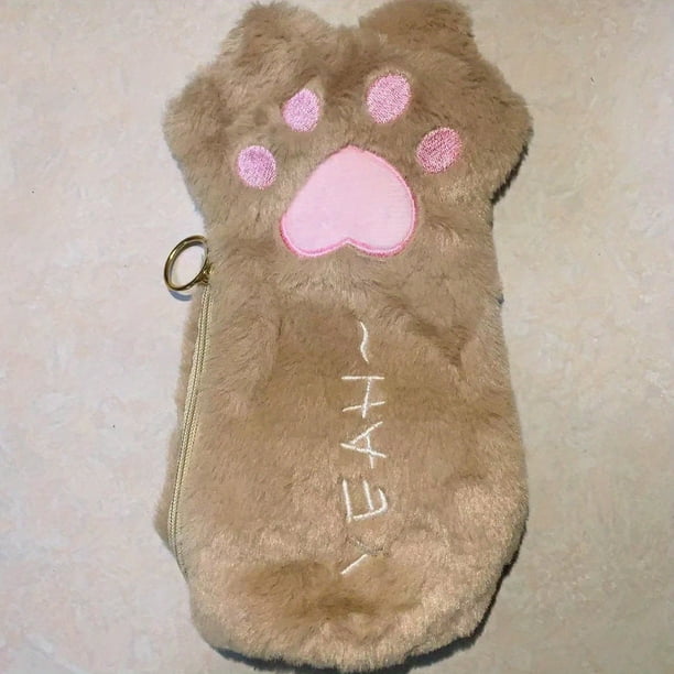 Cute Cat Claw Pen Bag for Students - Large Capacity Stationery Bag with Plush Interior