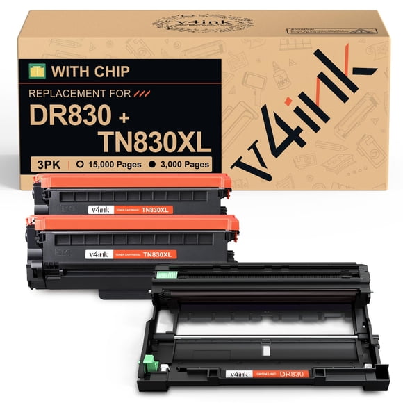Cartucho de tóner v4ink TN830XL DR830 Combo 3 unidades