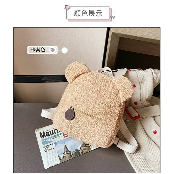 Personalised Womens Girls Cute Bear Pattern Backpack Gift Plush Toddler Backpack for girls Custom Name Small Casual Shoulder