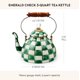 thumbnail image 4 of Tetera de té MACKENZIE-CHILDS Emerald Check de 3 L en verde y blanco a cuadros, 4 of 6