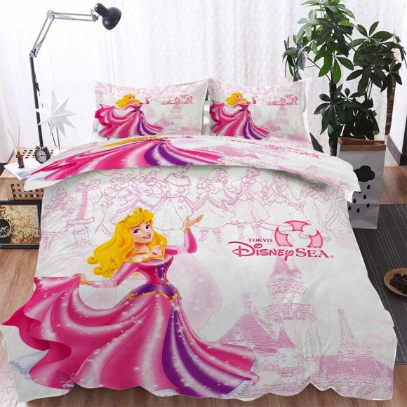 Long Pink Skirt Duvet Quilt Covers Pillow Case Bedding Sets3-Piece Bedding Set (1 Duvet Cover + 2 Pillow Shams)