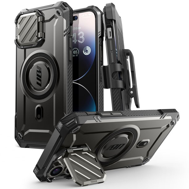 Funda SUPCASE UB Mag XT Heavy Duty con soporte para iPhone 14 Pro Max/iPhone 13 Pro Max con protector de cámara negra