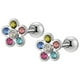 thumbnail image 1 of Rainbow Flower Heart Screw Back Earrings for Women - Hypoallergenic and Comfortable Cartilage Earrings with Dangling Design, 1 of 5