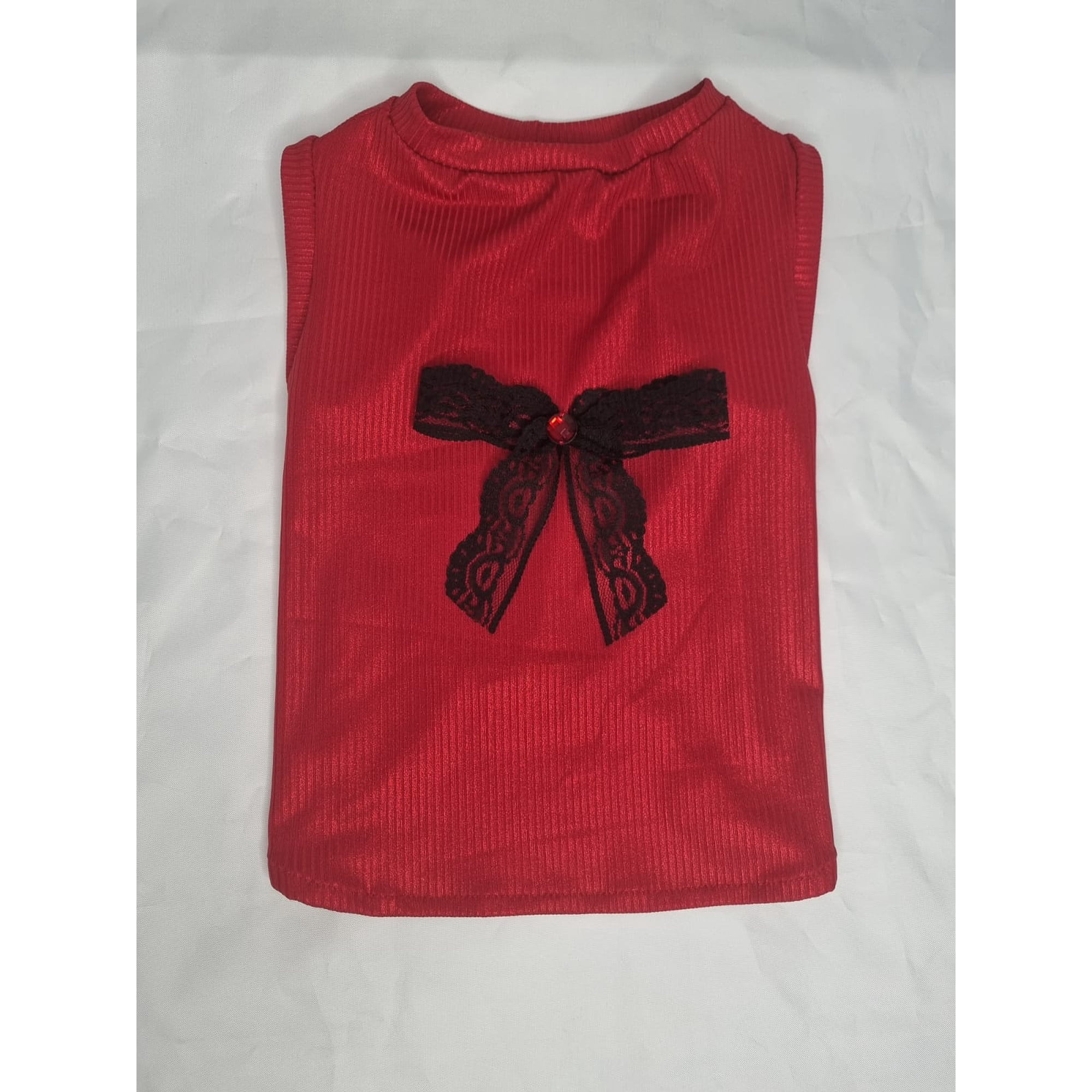 Polera mascota rojo metalizado talla XL corto