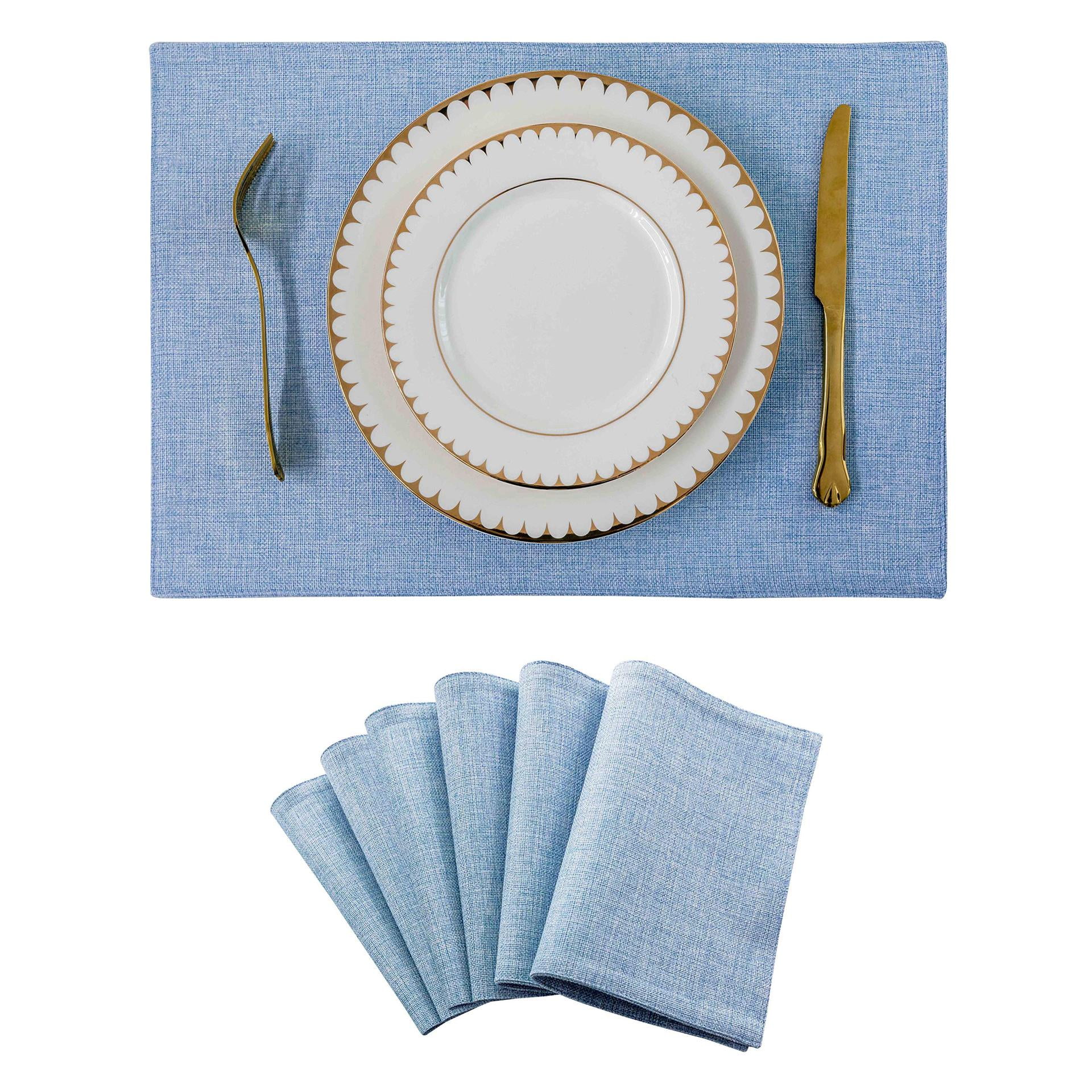 Xmhytop Juego De 6 Manteletes Individuales Texturizados Clásicos, Resistentes A Manchas, Ideal Para Barbacoas Y Mesas De Comedor, Estilo E, 48*33cm, Azul