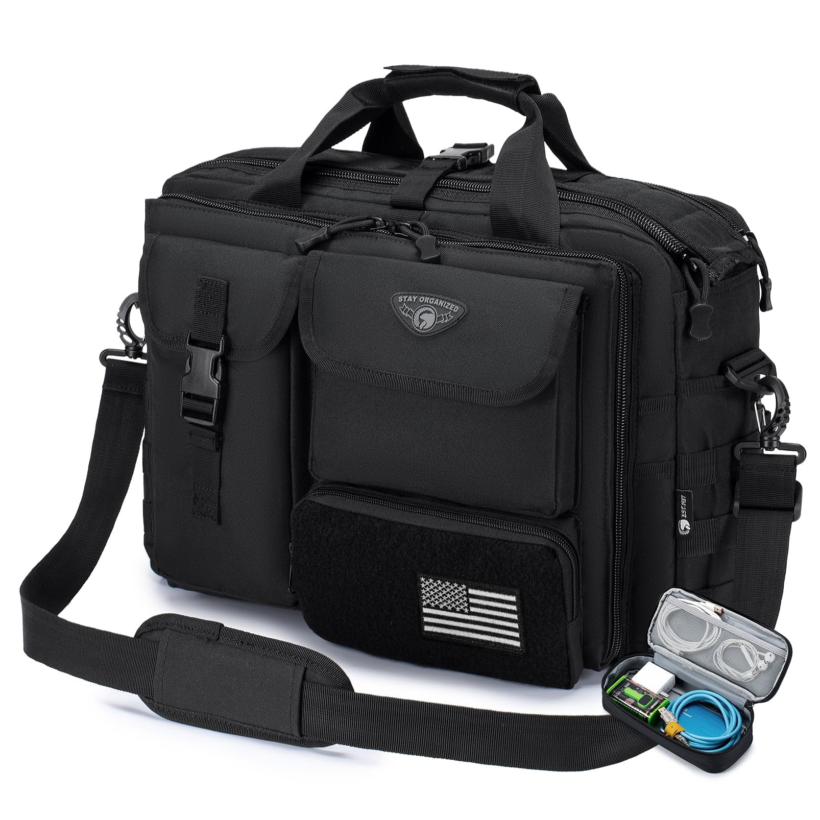 Bolso Mensajero Táctico Stypos Para Laptop De 15.6/17.3" Negro