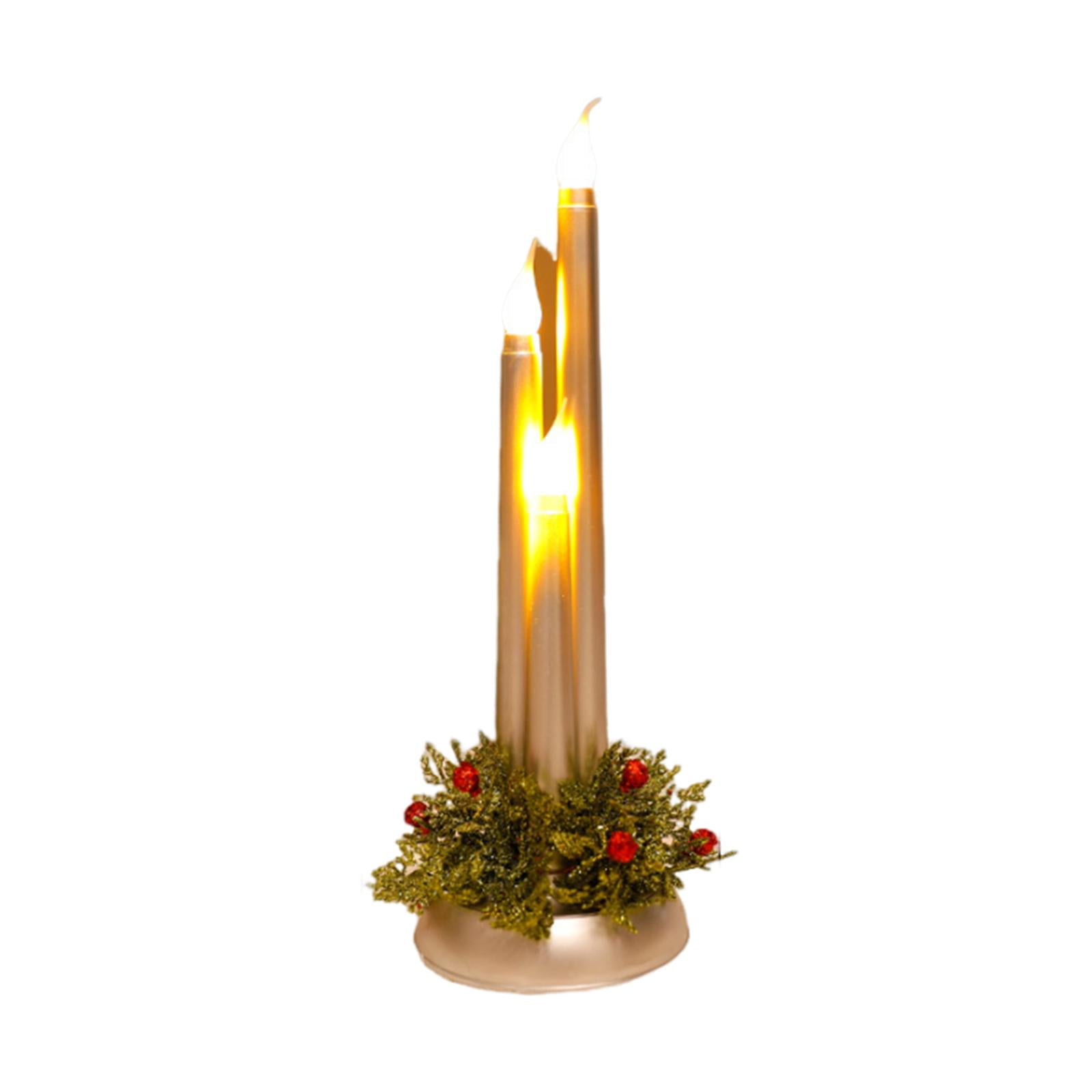 Magideal - Velas Navideñas Sin Llama, Velas Led, Accesorios Para Fotografías, Decoración Con Velas Navideñas Falsas De 12 Pulgadas De Alto, Vela Cónica Sin Llama Plata