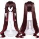thumbnail image 1 of Peluca para disfraz de cosplay, mitad Hu Tao, color marrón, 110 cm, para mujer, 1 of 7