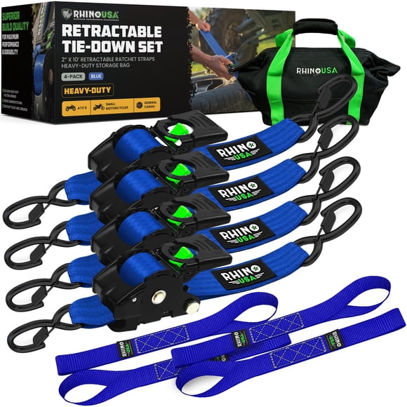Correas retráctiles Rhino USA, 2 cm x 3 m, 1375 kg, paquete de 4