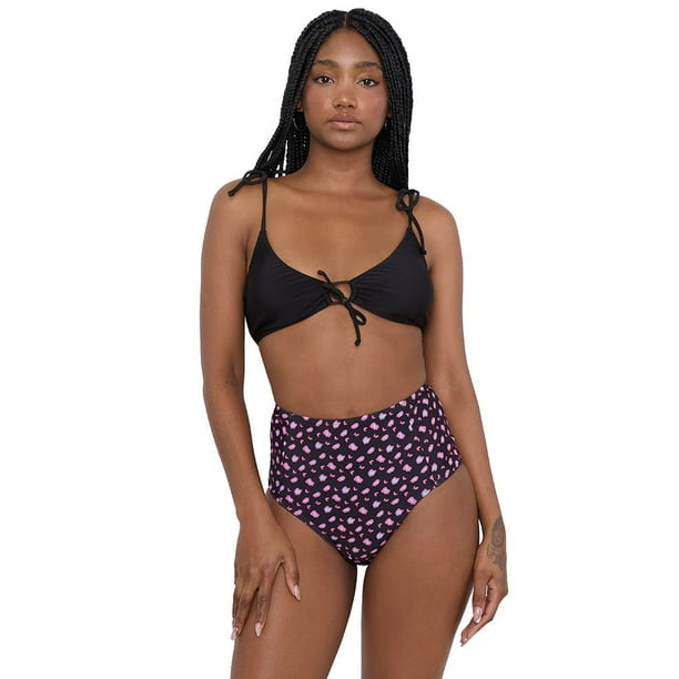 Bottom Mujer Alto Negro/Rosado Print Corona