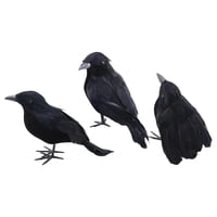 Magideal - Decoración De Cuervos De Halloween, Cuervos Con Plumas Negras, Decoración Realista De Halloween, Pájaros Hechos A Mano Para Adorno Decorativo De Jardí Combinado