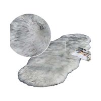 Teng Fei - Alfombras Decorativas Imitacion Piel De Conejo Blanco Con Gris