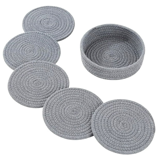 Tapetes de 18 cm para ollas y sartenes, 5 salvamanteles tejidos con cesta para platos calientes, agarraderas para cocina, accesorios de mesa resistentes al calor.