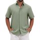 thumbnail image 1 of INSPIRE CHIC Camisa de Lino de Manga Corta para Hombre Inspirada en el Verano con Botones S Verde Claro, 1 of 5