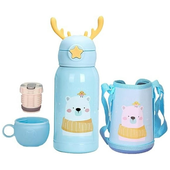 Botella De Agua Portatil 500ml Oso Kawaii Celeste Infantil