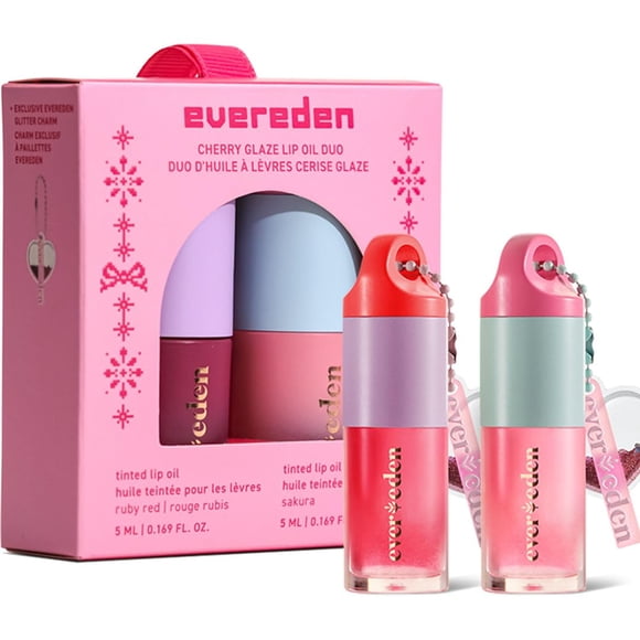 Set de Regalo de Brillo Labial Evereden Kids Rojo Rubí y Rosa Sakura