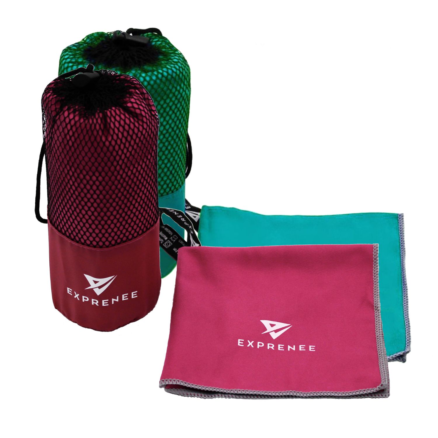 Exprenee - Set 3 Toalla Microfibra Natacion Viaje Pack 2 Gris Turquesa