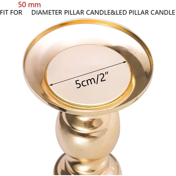 2 Portavelas De Hierro Con Plato - Soportes Para Velas De Pilar De 10 Cm Y 7 Cm, Decoración Dorada Para Mesa