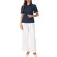 thumbnail image 2 of INSPIRE CHIC Blusa Vintage con Cuello Peter Pan para Mujer 2023 Camisa de Manga Corta con Botones XL Azul Marino, 2 of 6