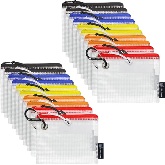 Organizador de cables Cable Caddies - Paquete de 20 bolsas codificadas por colores