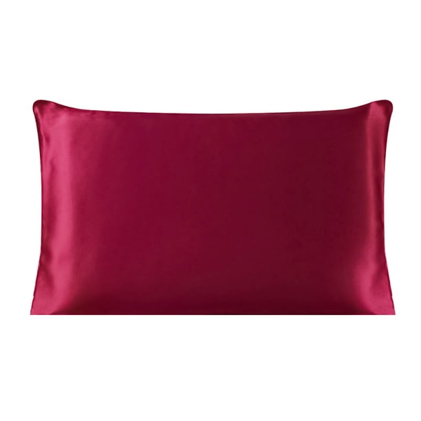 PiccoCasa Funda de Almohada de Seda de 19 Momme para Almohada de Viaje, Burdeos, 14"x20"