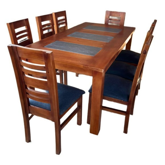 Jgo Comedor Florencia 8s Caramelo Ceramica Gris