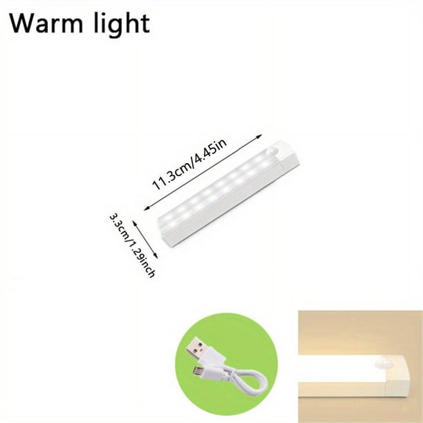 1pc Motion Sensor Cabinet Light, Under Counter Closet Lighting, Wireless Magnetic USB Rechargeable Kitchen Night Lights, Battery Powered Operated Light For Wardrobe Closets Cabinet Cupboard Stairs Co