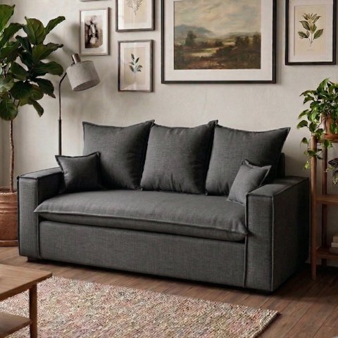 Luzyhogar - Sofá Madrid 180Cm - Lino Gris Oscuro