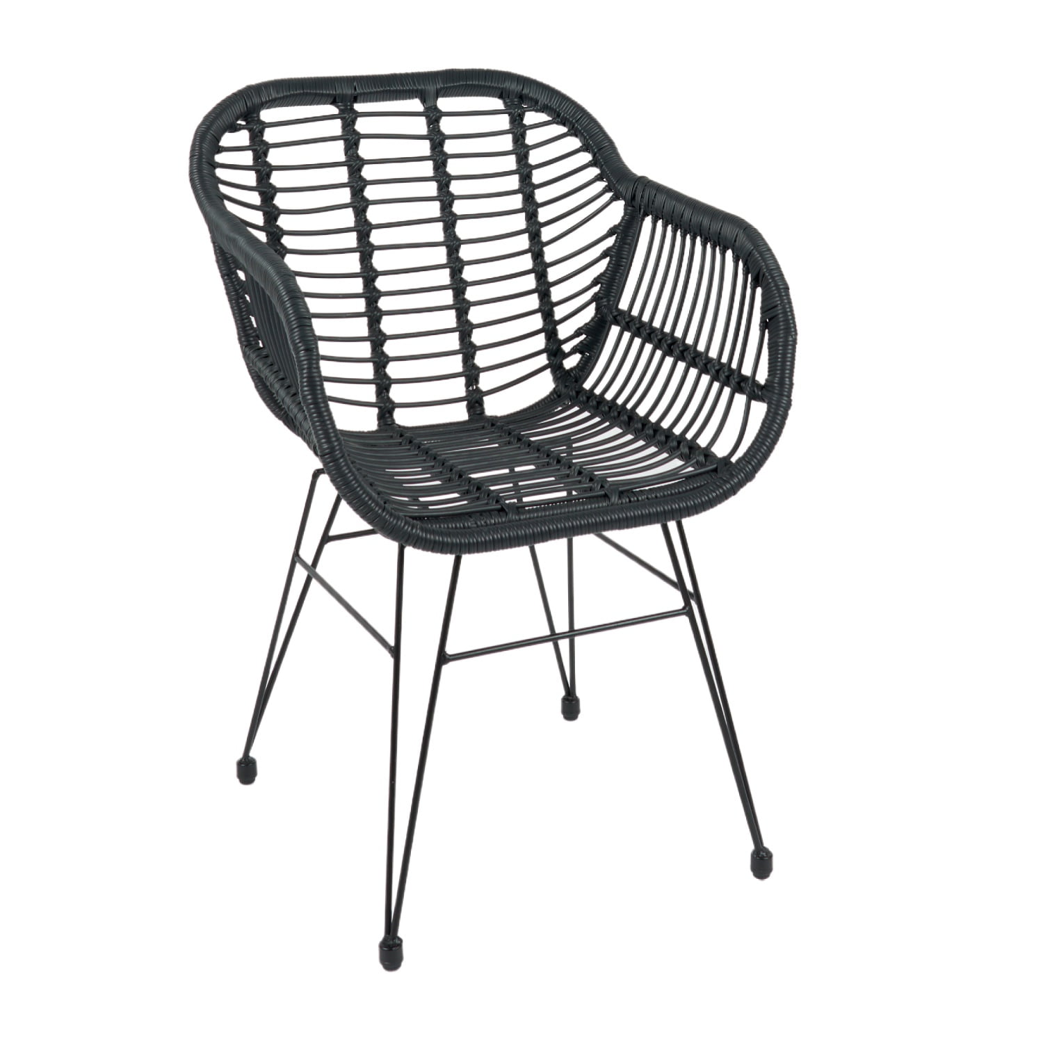 Habita2 Chile - Sitial Butaca Rattan Santorini Para Living O Terraza - Negro