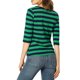 thumbnail image 3 of INSPIRE CHIC Camiseta Básica de Mujer con Mangas al Codo Cuello Redondo Ajustada Regreso a Clases Camiseta Casual Estampada Verde Azul Oscuro XL, 3 of 8