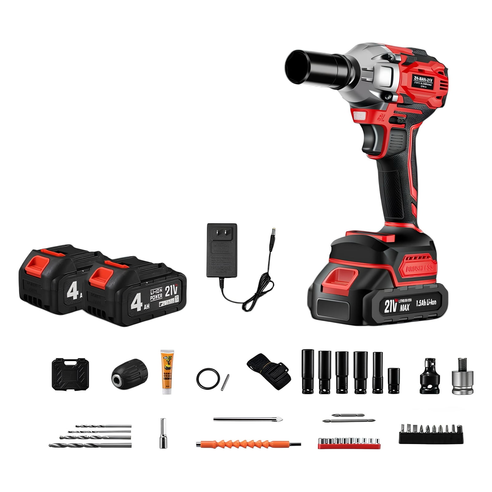 Lubabycas - Kit Llave De Impacto Inalámbrica Taladro Pistola 2 Baterías