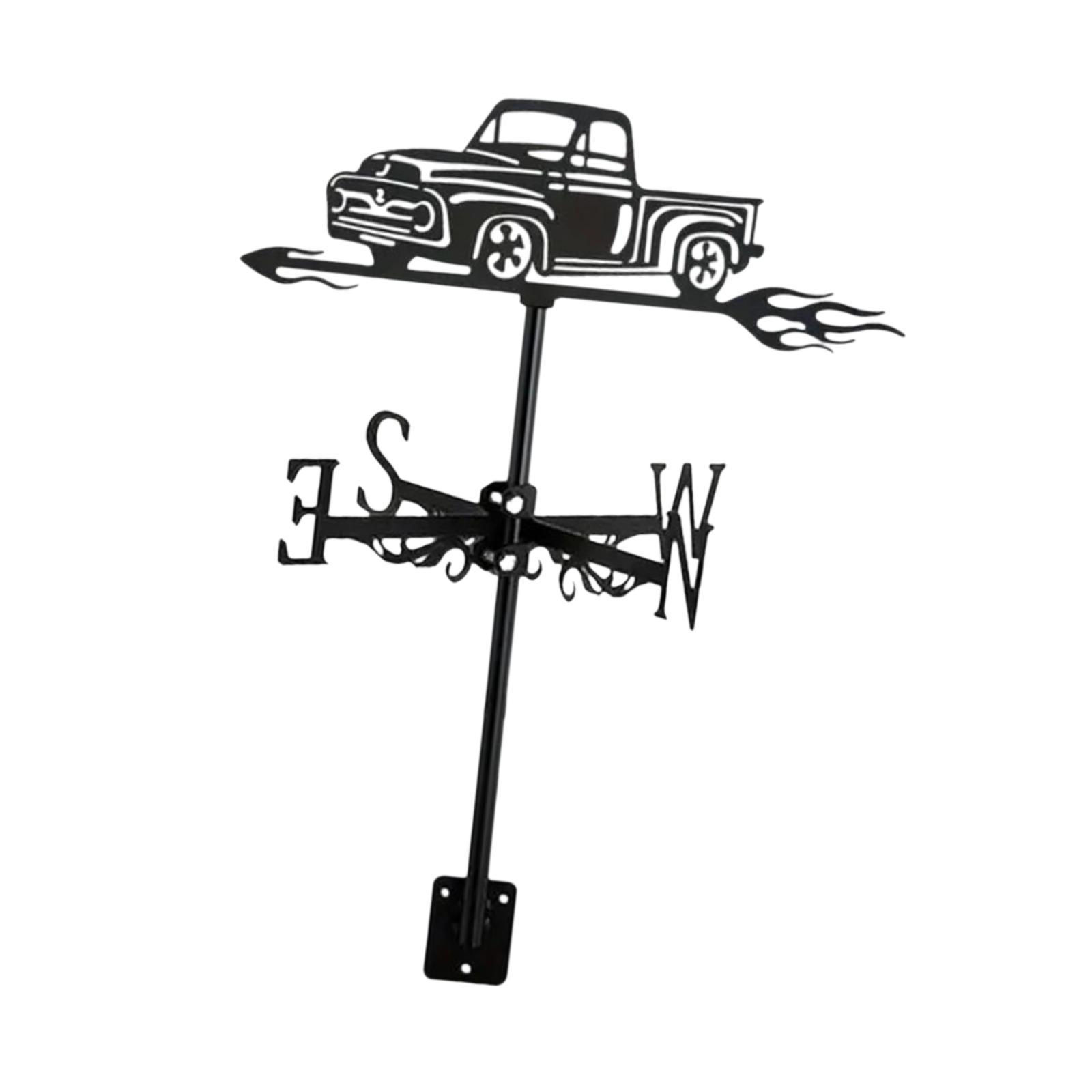 Magideal - Veleta Negra Para Camioneta, Adorno Para Camión, Accesorios Artesanales, Veleta De Metal, Indicador De Dirección Del Viento Para Granja Al Aire Libre