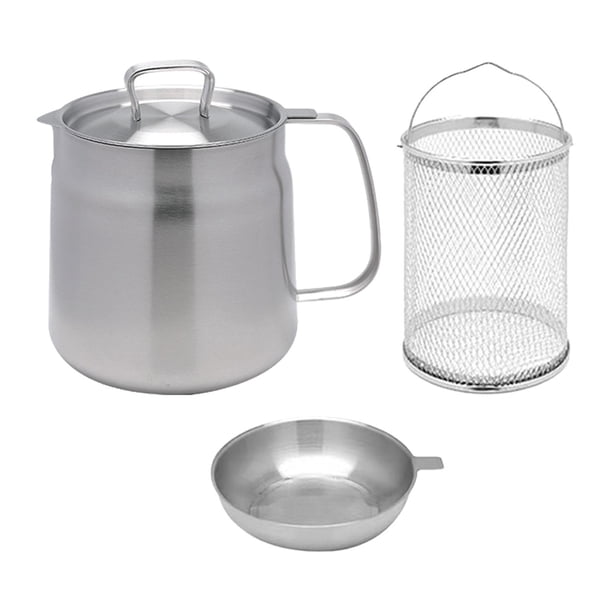 Olla Freidora De Acero Inoxidable Con Tapa Para Almacenamiento De Aceites, Aros De Cebolla Hirviendo, 1,5 L