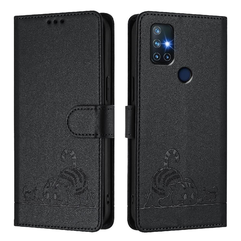 Funda Tipo Cartera Foxdock Para Oneplus Nord N10 5g Con Soporte, Ranuras, Rfid, Diseño De Gato