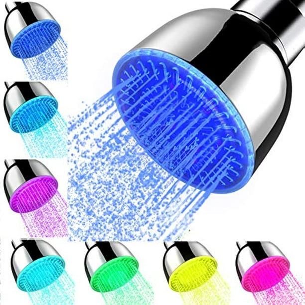 1pc Shower Head With Lights, High Pressure Led Shower Head, 7 Color Changing Rainfall LED Fixed ShowerHead For Bathroom, Luxury Chrome Flow Rain ShowerHead Angle-adjustable For Kids Adult
